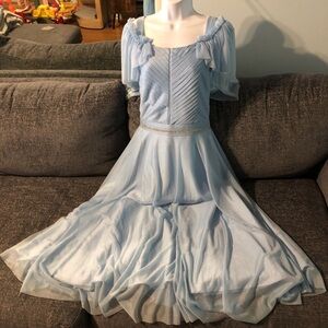 “Kittens” Light blue shimmer fairy dress with ruffles and rhinestone details